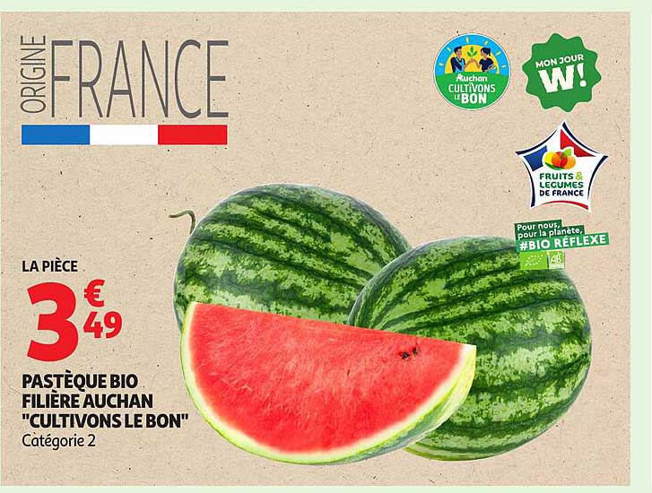 PASTÈQUE BIO FILIÈRE AUCHAN "CULTIVONS LE BON"