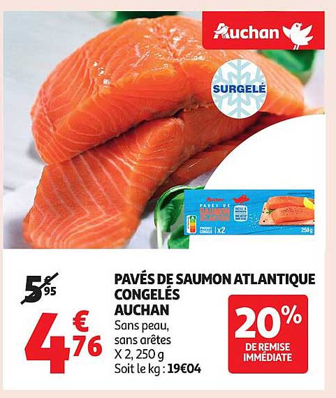 PAVÉS DE SAUMON ATLANTIQUE CONGELÉS AUCHAN