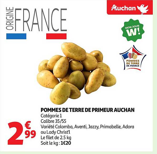 POMMES DE TERRE DE PRIMEUR AUCHAN