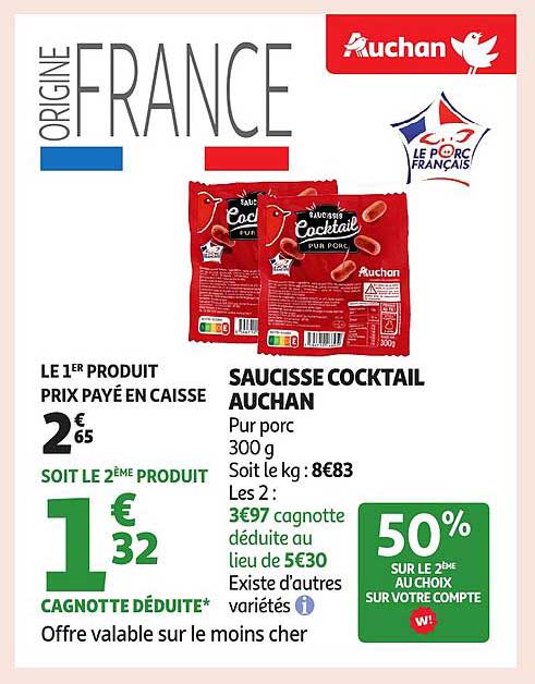 SAUCISSE COCKTAIL AUCHAN