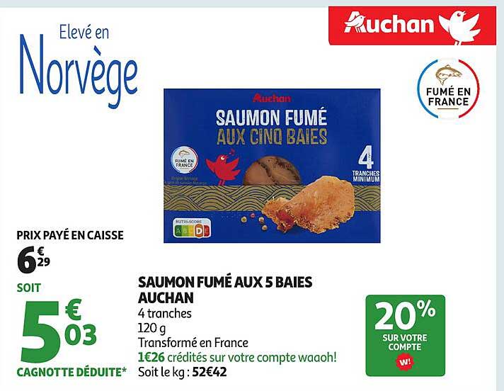 SAUMON FUMÉ AUX CINQ BAIES AUCHAN