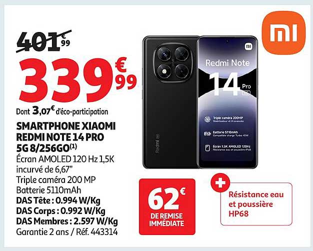 SMARTPHONE XIAOMI REDMI NOTE 14 PRO 5G 8/256GO