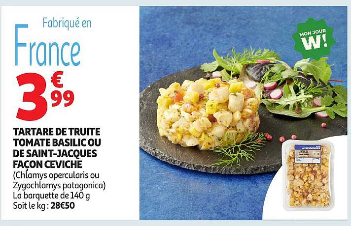 TARTARE DE TRUITE TOMATE BASILIC OU DE SAINT-JACQUES FAÇON CEVICHE