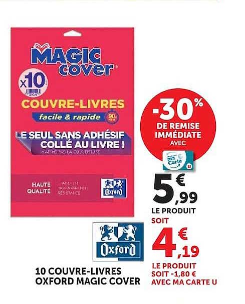 10 COUVRE-LIVRES OXFORD MAGIC COVER