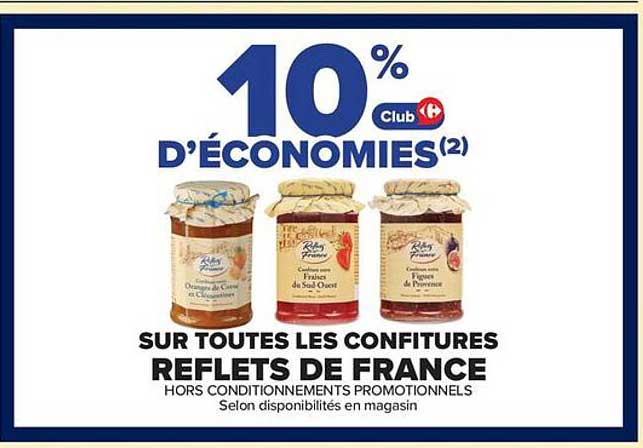 10% d'économies Club sur toutes les confitures Reflets de France