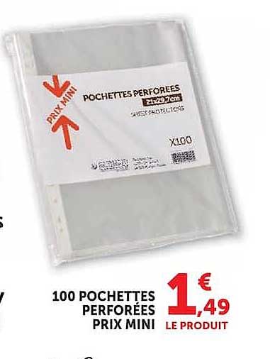 100 POCHETTES PERFOREES PRIX MINI