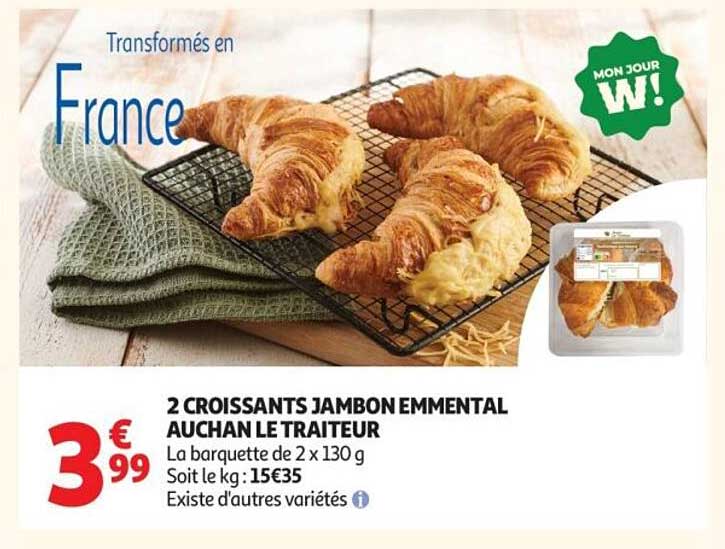 2 CROISSANTS JAMBON EMMENTAL AUCHAN LE TRAITEUR
