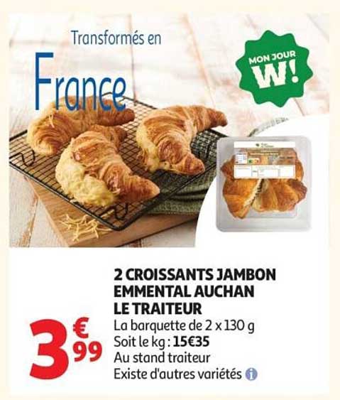 2 CROISSANTS JAMBON EMMENTAL AUCHAN LE TRAITEUR
