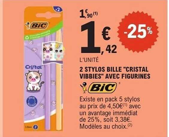 2 STYLOS BILLE "CRISTAL VIBBIES" AVEC FIGURINES