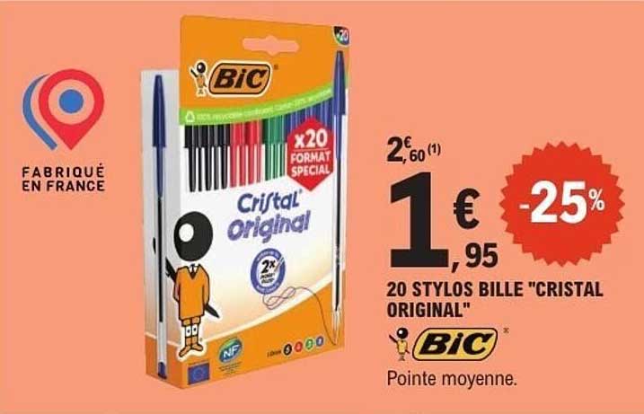 20 STYLOS BILLE "CRISTAL ORIGINAL"