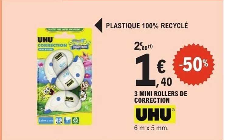 3 MINI ROLLERS DE CORRECTION UHU
