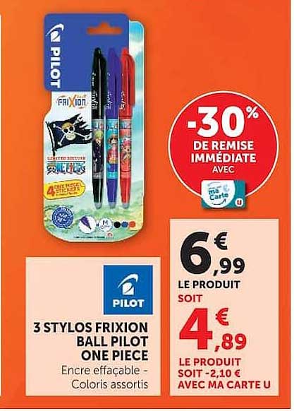 3 STYLOS FRIXION BALL PILOT ONE PIECE