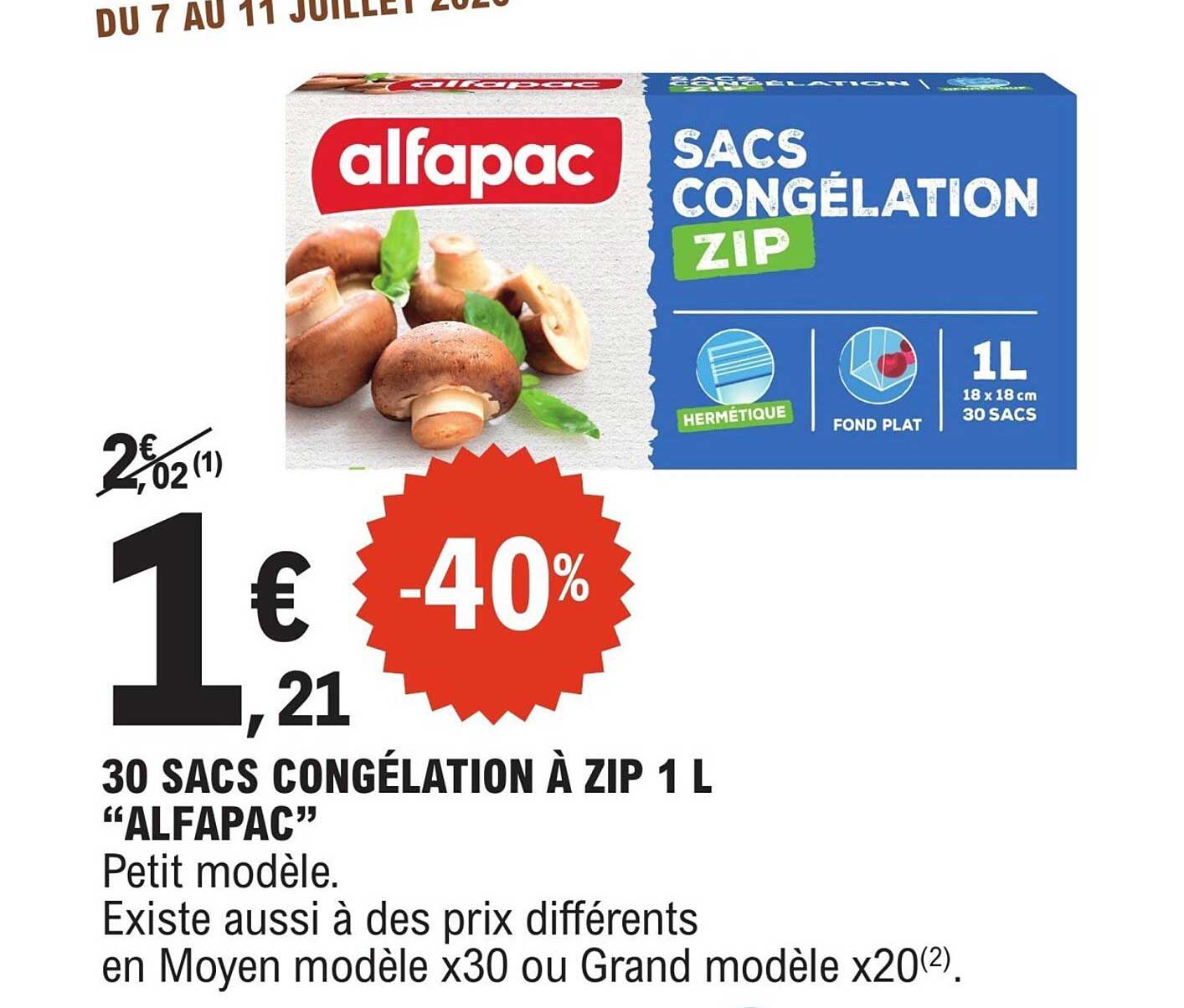 30 SACS CONGÉLATION À ZIP 1 L “ALFAPAC”
