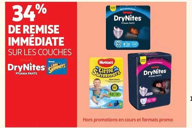34% DE REMISE IMMÉDIATE SUR LES COUCHES DryNites Pyjama Pants Huggies Little Swimmers