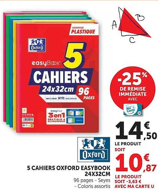 5 CAHIERS OXFORD EASYBOOK 24X32CM
