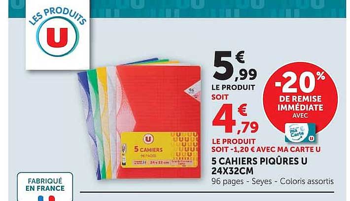 5 CAHIERS PIQÛRES U 24X32CM