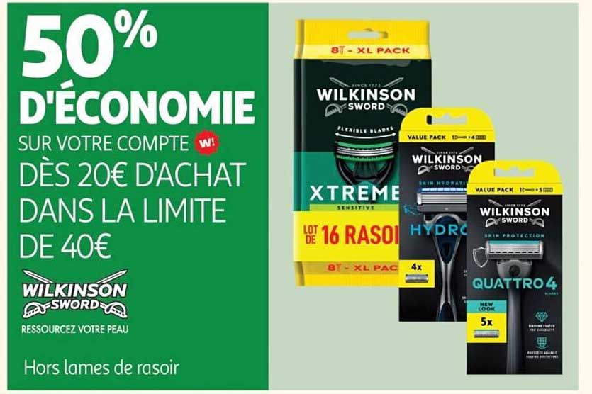 50% D'ÉCONOMIE SUR VOTRE COMPTE W! DÈS 20€ D'ACHAT DANS LA LIMITE DE 40€