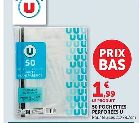 50 POCHETTES PERFORÉES U