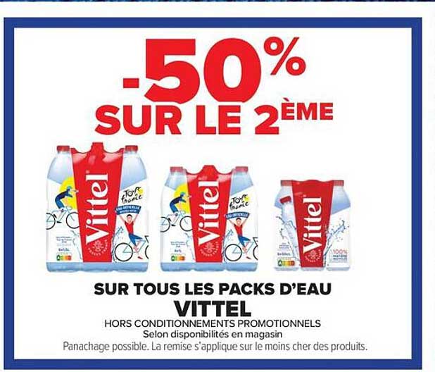 -50% SUR LE 2ÈME SUR TOUS LES PACKS D’EAU VITTEL