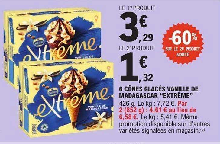 6 cônes glacés vanille de Madagascar “Extrême”