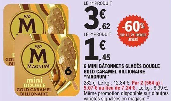 6 MINI BÂTONNETS GLACÉS DOUBLE GOLD CARAMEL BILLIONAIRE “MAGNUM”