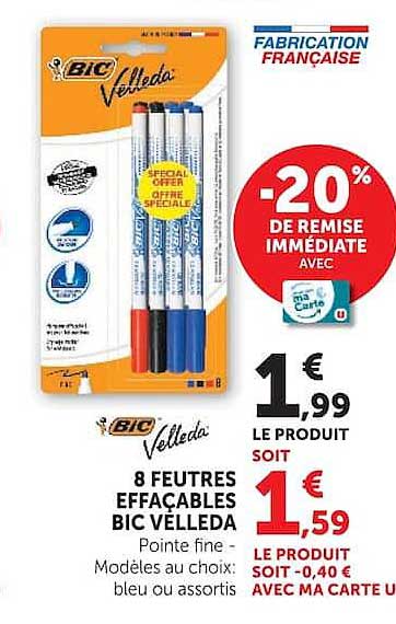 8 FEUTRES EFFaçables BIC VELLEDA