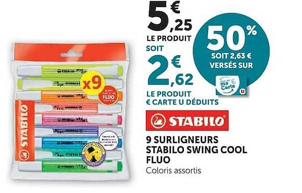 9 Surligneurs Stabilo Swing Cool Fluo