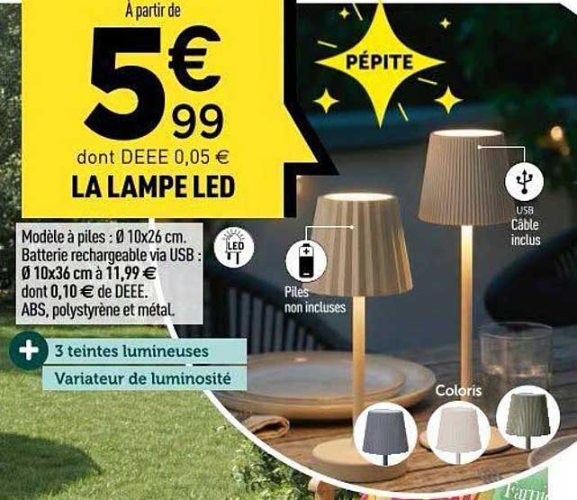 À partir de 5€99 dont DEEE 0,05 € LA LAMPE LED