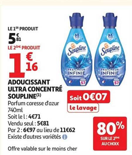 ADOUCISSANT ULTRA CONCENTRÉ SOUPLINE(1) Parfum caresse d'azur 740ml