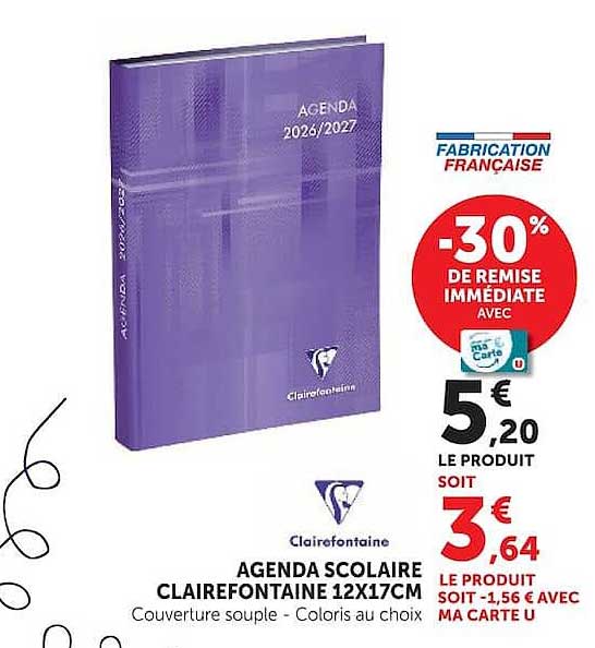 AGENDA SCOLAIRE CLAIREFONTAINE 12X17CM