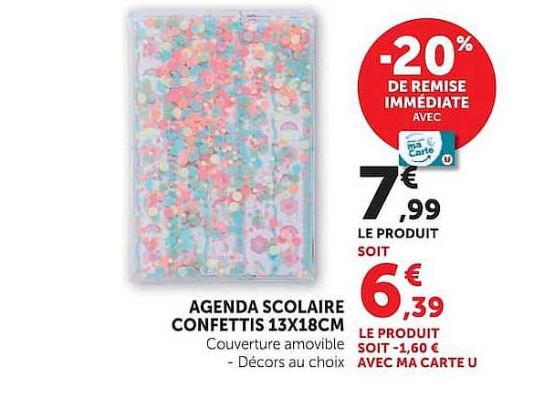 AGENDA SCOLAIRE CONFETTIS 13X18CM