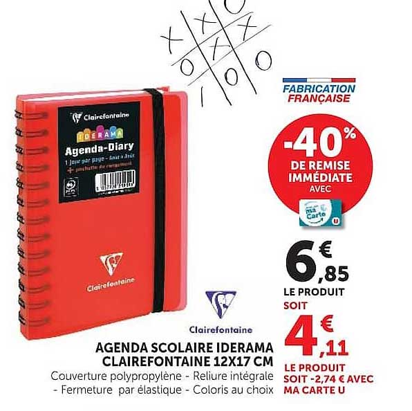 AGENDA SCOLAIRE IDERAMA CLAIREFONTAINE 12X17 CM