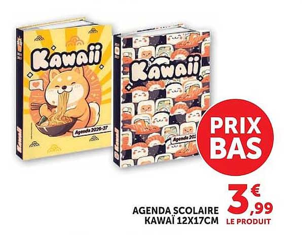 AGENDA SCOLAIRE KAWAII 12X17CM