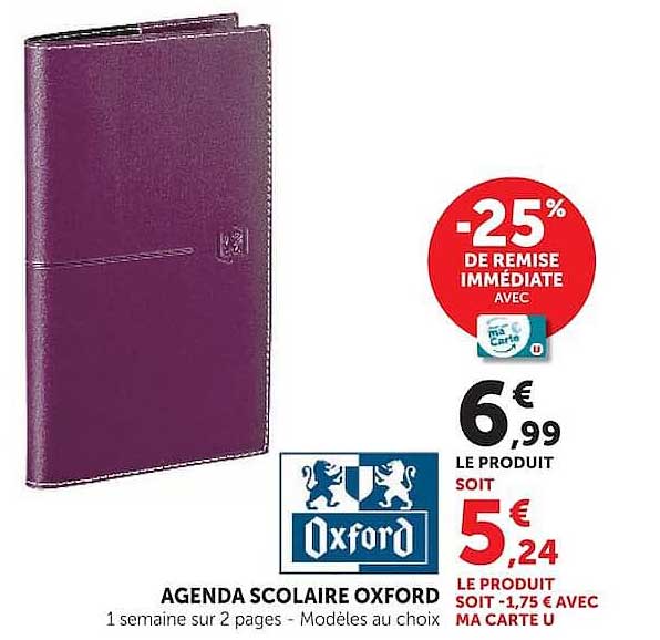 AGENDA SCOLAIRE OXFORD