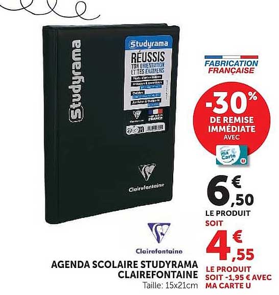 AGENDA SCOLAIRE STUDYRAMA CLAIREFONTAINE