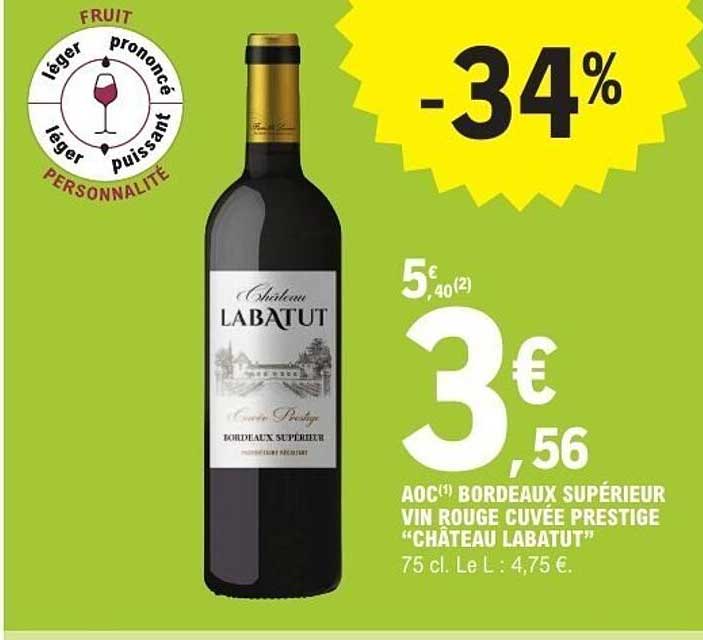AOC Bordeaux Supérieur Vin rouge Cuvée Prestige "Château Labatut"