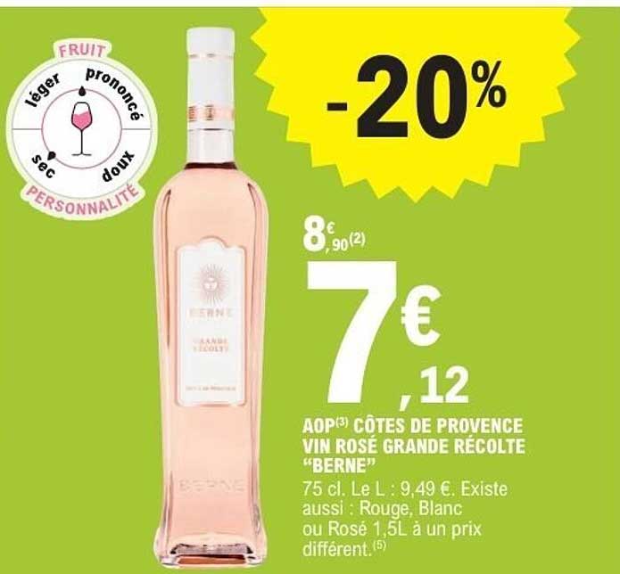 AOP(3) CÔTES DE PROVENCE VIN ROSÉ GRANDE RÉCOLTE “BERNE”