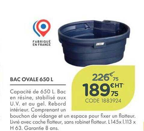 BAC OVALE 650 L