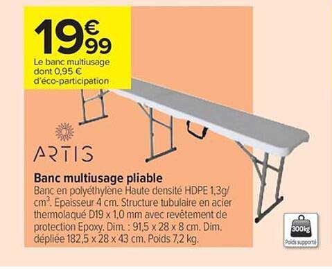 Banc multiusage pliable