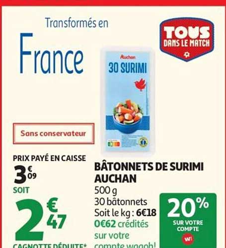 BÂTONNETS DE SURIMI AUCHAN