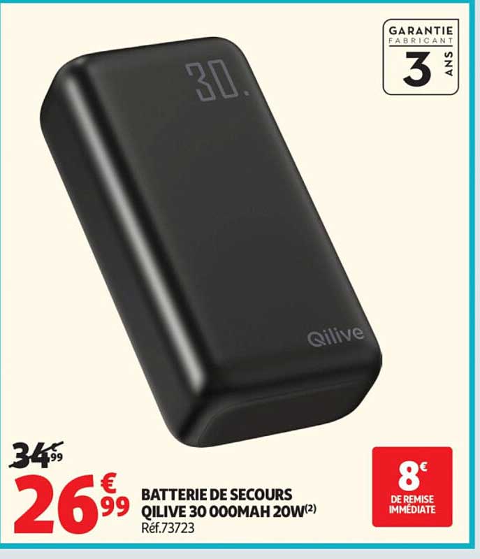 BATTERIE DE SECOURS QILIVE 30 000MAH 20W(2) Réf. 73723
