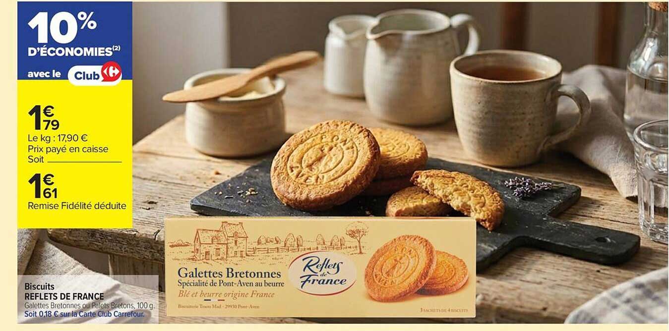 Biscuits REFLETS DE FRANCE Galettes Bretonnes ou Palets Bretons, 100 g.