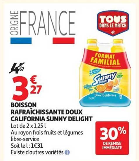 BOISSON RAFRAÎCHISSANTE DOUX CALIFORNIA SUNNY DELIGHT