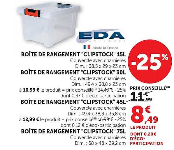 BOÎTE DE RANGEMENT "CLIPSTOCK" 15L