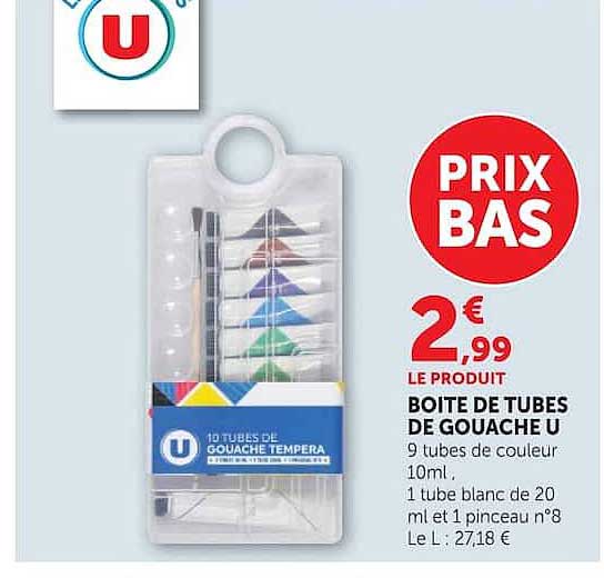 BOITE DE TUBES DE GOUACHE U