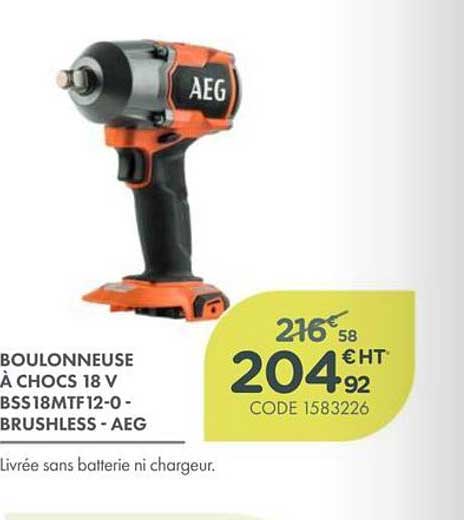 BOULONNEUSE À CHOCS 18 V BSS18MTF12-0 - BRUSHLESS - AEG