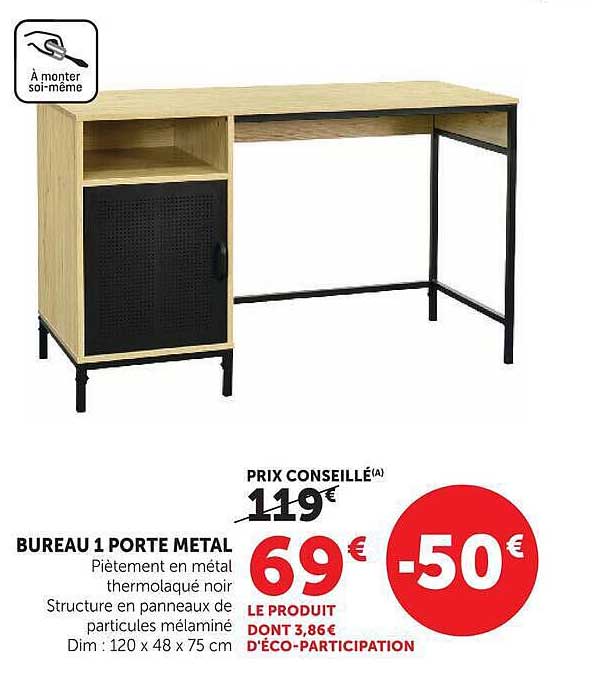 BUREAU 1 PORTE METAL