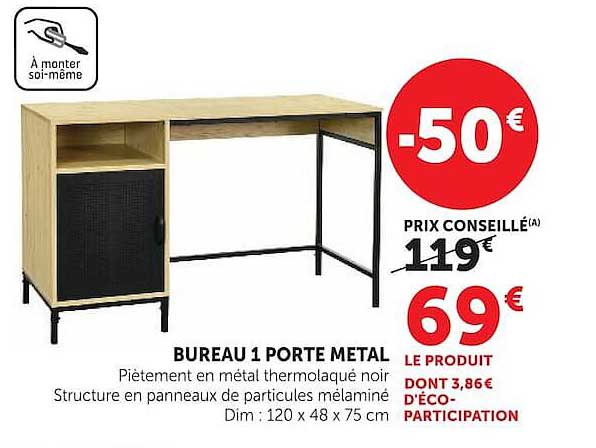 BUREAU 1 PORTE METAL