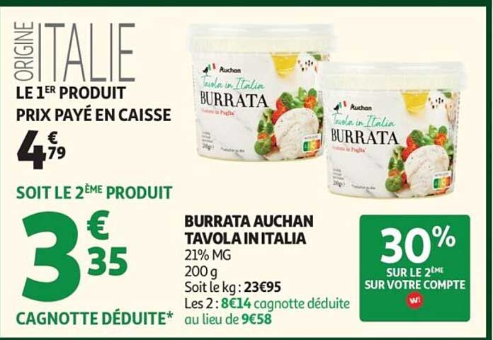 BURRATA AUCHAN TAVOLA IN ITALIA