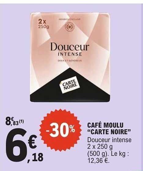 CAFÉ MOULU “CARTE NOIRE” Douceur intense 2 x 250 g (500 g)